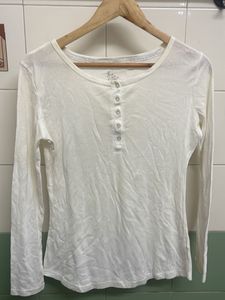 Cream Long Sleeve Henley Top