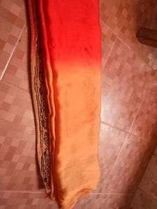 Elegant Red Saree with Crystal Embellishments