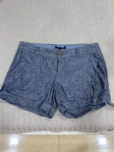 Stylish Blue Linen Blend Shorts