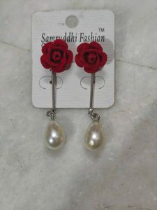 Rose &amp; Pearl Drop Earrings