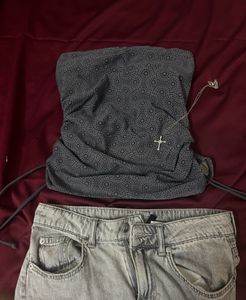 Grey retro Ruched Tube Top