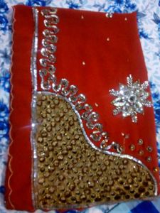 Red & Gold Embellished Sari