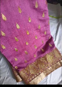 Elegant Pink Embroidered SILK Saree