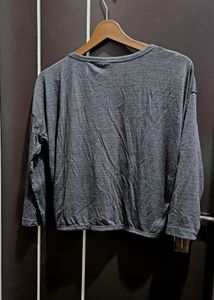Chic Grey Zipper Detail Top