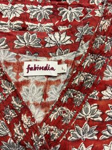 fabindia Red Lotus Print Kurta