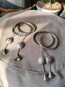 silver Set of Sparkling Bangles