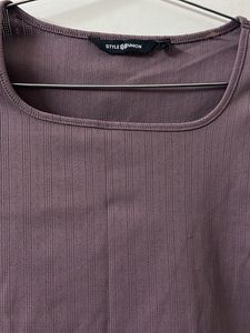 Purple Ribbed Square Neck Crop Top