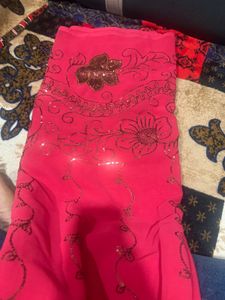Elegant Pink Embroidered Saree