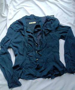 Bohemian Style Teal Blouse