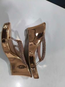 Rose Gold Wedge Heels with Embellishments