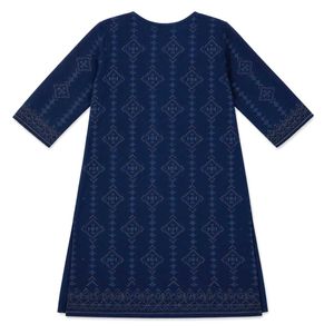 Navy Blue Printed Kurta with Tassels