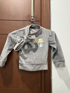 kids Grey Bow Detail Sweatshirt