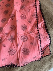 Pink Ethnic Dupatta with Black Print