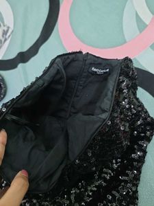 Sparkly Black Strapless Mini Dress