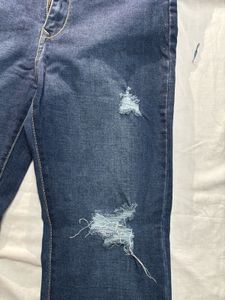 Trendy Ripped Blue Denim Jeans