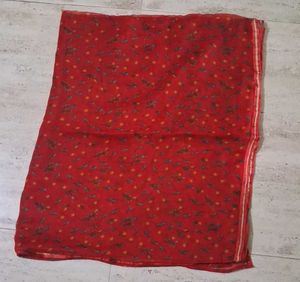 Red Floral Print Saree