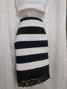 B&amp;W Striped Bodycon Co-ord Skirt(stretch