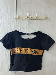 Black Crop Top "Delete The Drama"