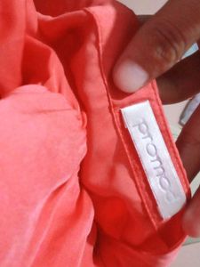 Coral Kaftan Top with Embellished Neckline