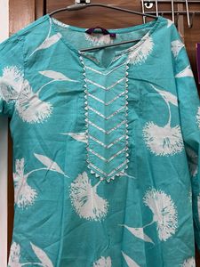 Stylish Teal Floral Kurta
