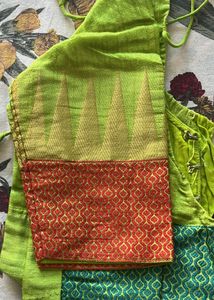 Vibrant Striped Saree with Tassels