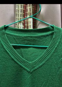 Green V-Neck Knit Sweater