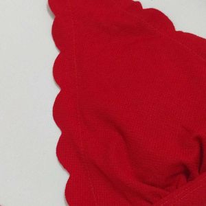 Red Scalloped Bikini Top