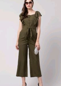 Olive Ruffle Jumpsuit