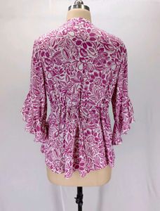 Chic Floral Print Bell Sleeve Top