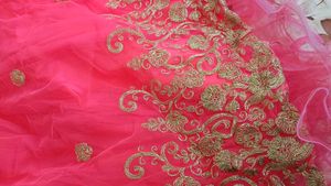 Embroidered Coral Long Gown