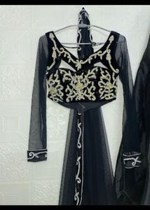 Elegant Black Embroidered Lehenga Choli Set