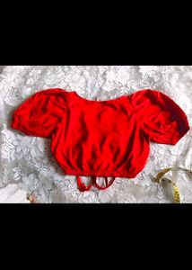 Stylish Red Ruched Crop Top