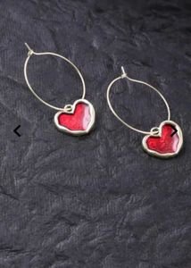 Chic Red Heart Hoop Earrings