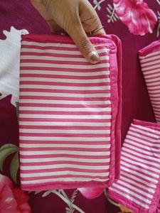 Pink Striped Pouches - Set of 3 Brand new unused