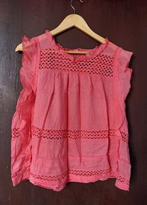Chic Pink Lace Detail Top