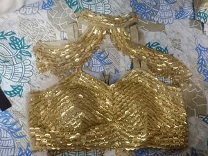 Sparkling Gold Embellished Party blouse