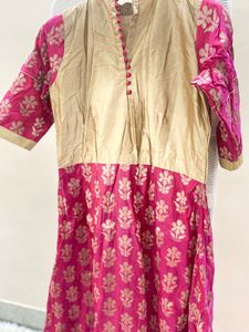 Elegant Pink &amp; Gold Maxi Dress