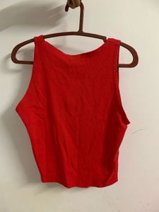 Red Ribbed Tank Top