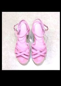 Pink Platform Wedge Sandals