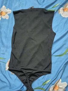 Black Ribbed Bodysuit