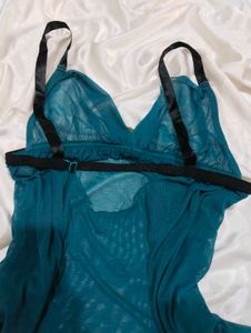 Sheer Teal Night Slip babydoll dress