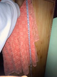 Elegant Peach Lace Kurta.