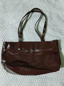 Chic Brown Patent Leather Tote Bag