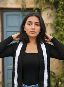 Black & White handmade Crochet Scarf