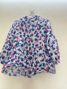 Chic Abstract Print Button-Up Tunic