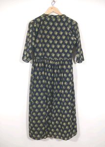Navy Floral Print Midi Dress