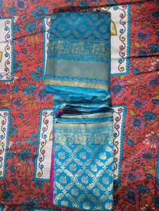 Blue Silk Saree with Gold Weave