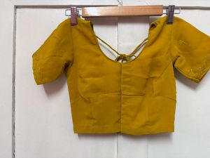 Mustard Yellow Sequin and Embroidery Blouse