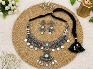 Oxidized Silver Necklace & Earring Set