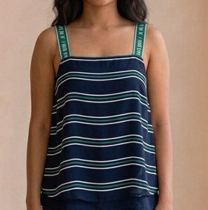 Striped Tank Top with Accent Straps